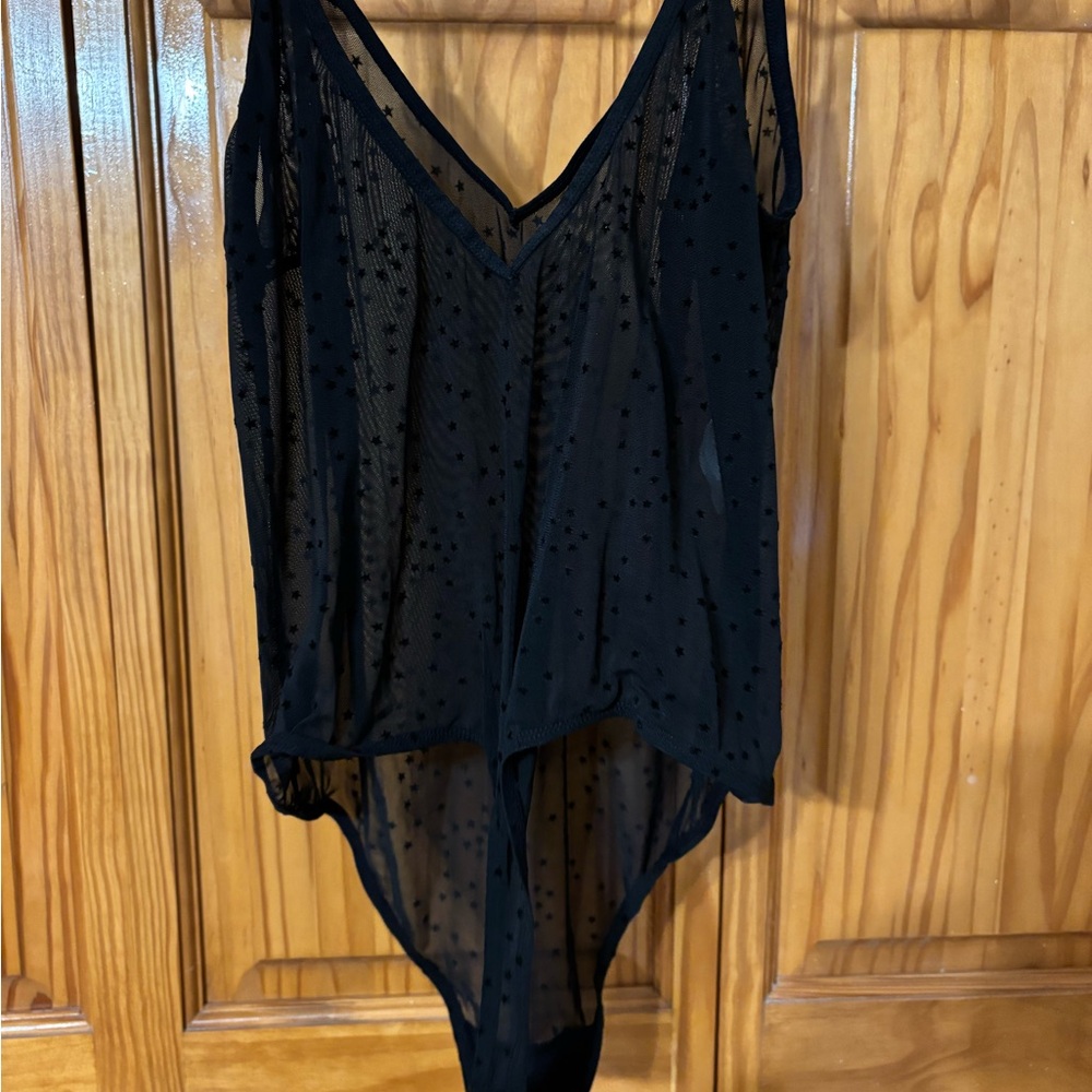 Colsie Black Sheer Star Bodysuit - Picture 4 of 5